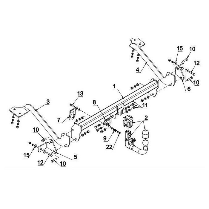 Auto-HAK Attelage Rigide Fixe + Faisceau 7 Broches Universel Pour Peugeot 206 Hayon 1998-2003 - 1100 Kg Traction