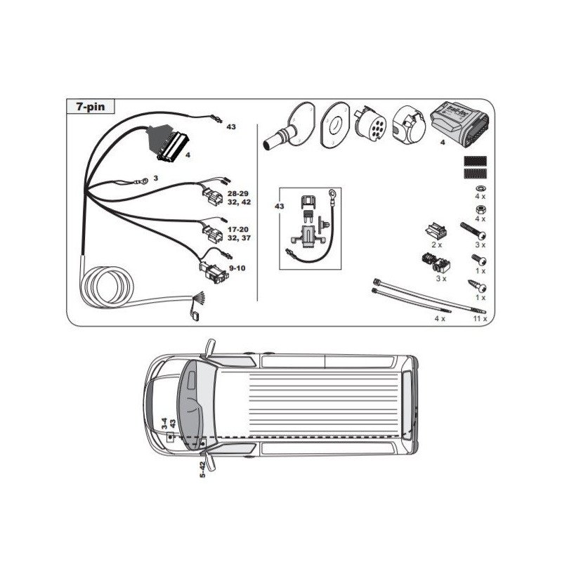 Kit De Câblage Attelage 7 Broches Pour Volkswagen Transporter T6.1 / VI - Neuf - Garantie 1 An