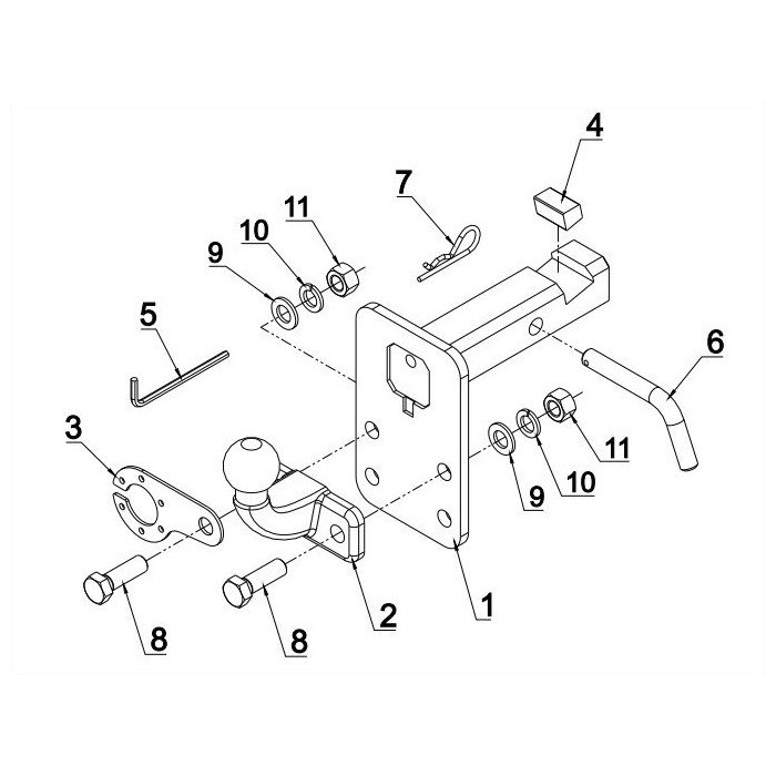 Adaptateur Attelage Américain ISO50 - Barre De Tire -3mm Pour Véhicule USA, Capacité 3500kg